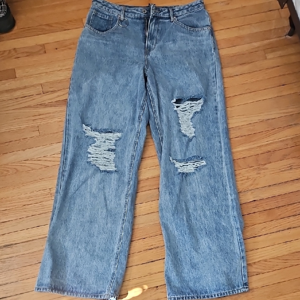 Distressed Women's Wide Leg Jeans